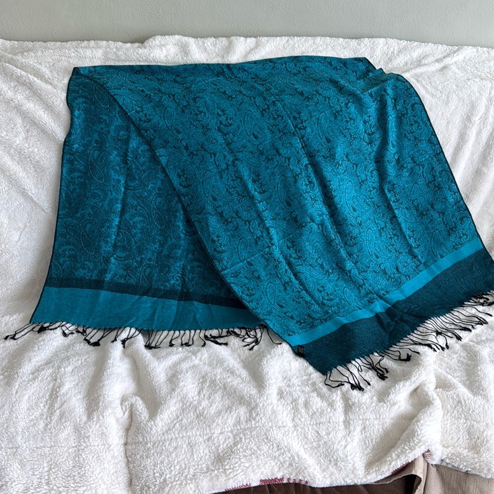 Elegant Paisley Teal Scarf